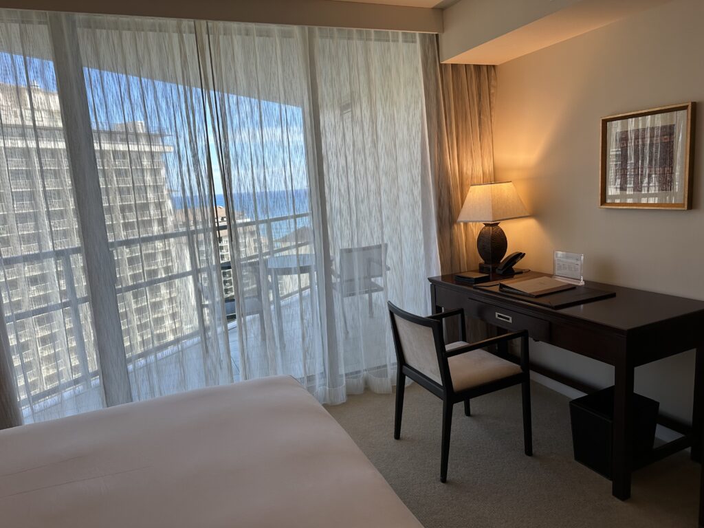 The desk area at a Deluxe City View Room.