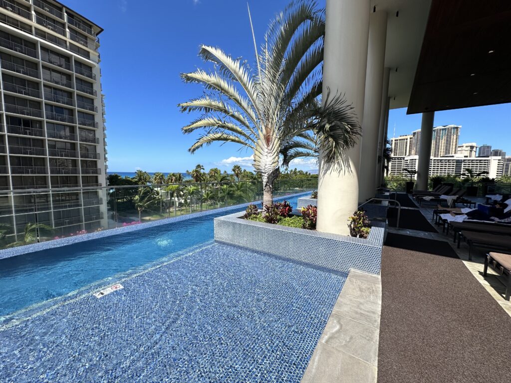A view of the infinity pool at the hotel.